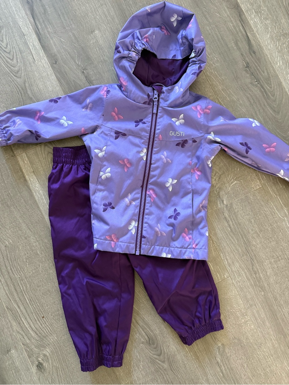 Gusti Girls 2T Purple Butterfly Rain Suit – Jacket & Splash Pants
